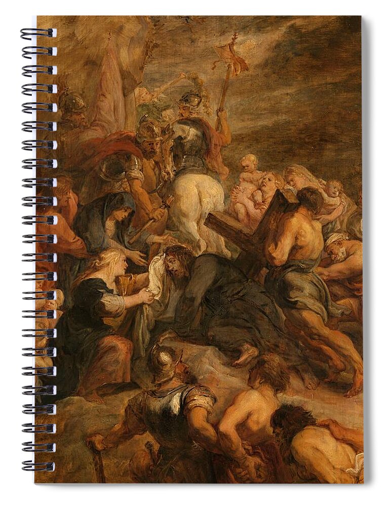 Christ Crossing Spiral Notebook featuring the painting The carrying of the cross, 1634 - 1637 by Vincent Monozlay