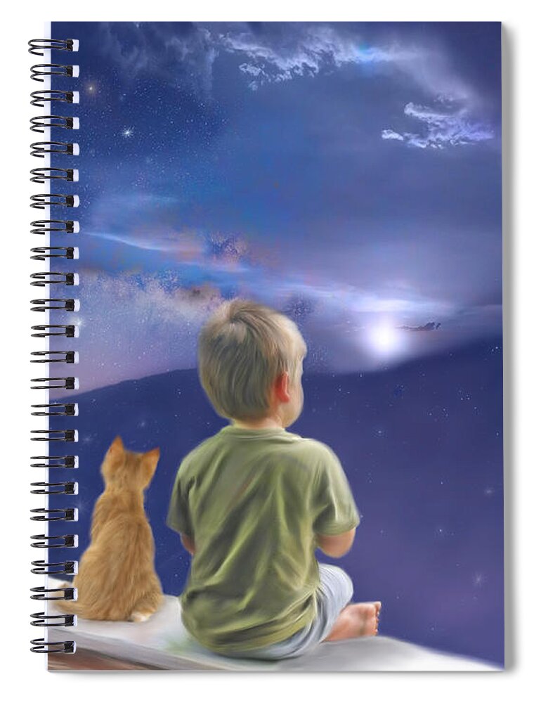 Cats Spiral Notebook featuring the mixed media Such a Beautiful World by Colleen Taylor