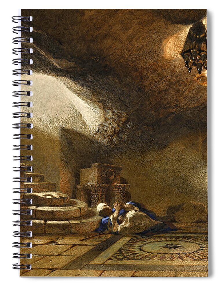 Carl Haag Spiral Notebook featuring the drawing The Cave beneath the Holy Rock by Carl Haag