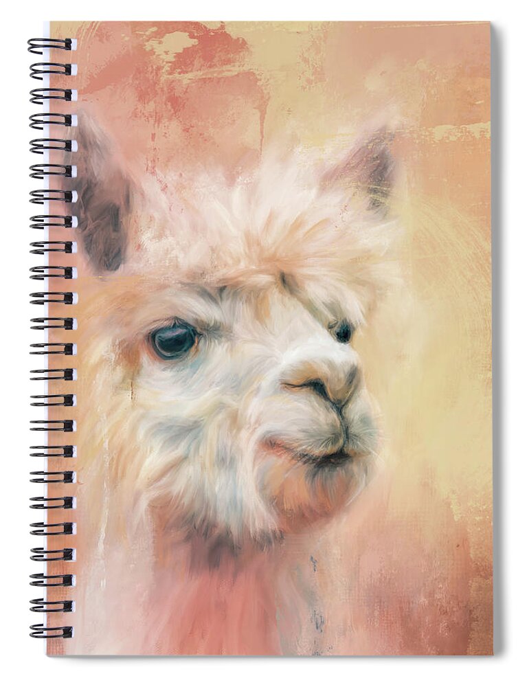 Colorful Spiral Notebook featuring the painting The Charismatic Alpaca by Jai Johnson