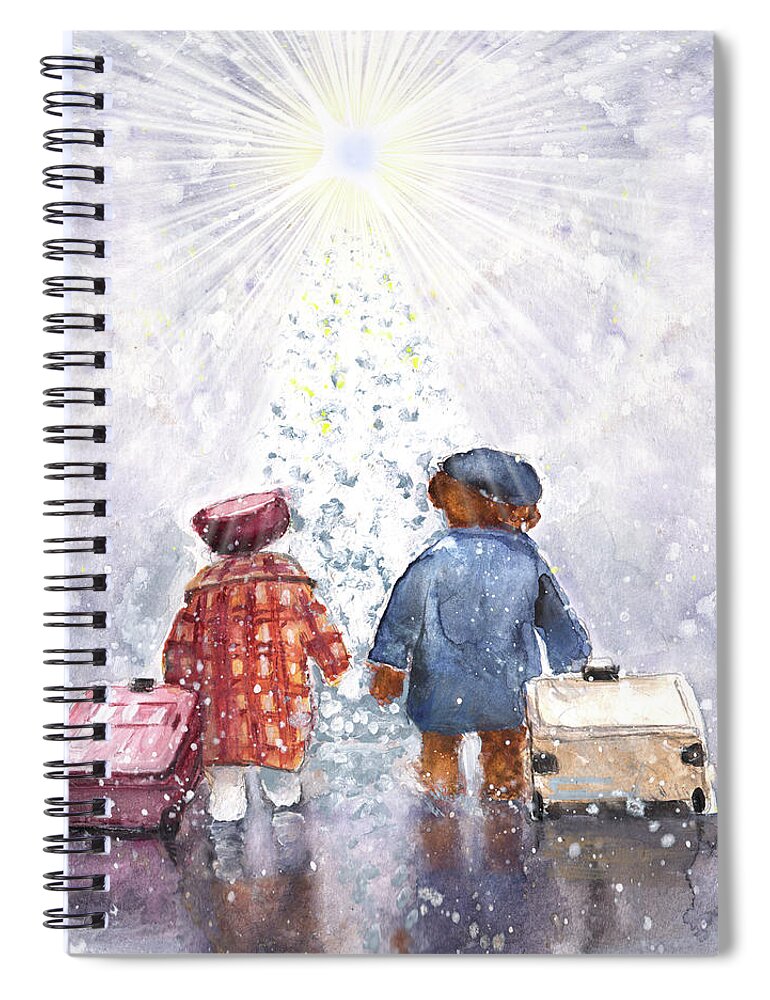 Truffle Mcfurry Spiral Notebook featuring the painting The Christmas Heathrow Bears by Miki De Goodaboom