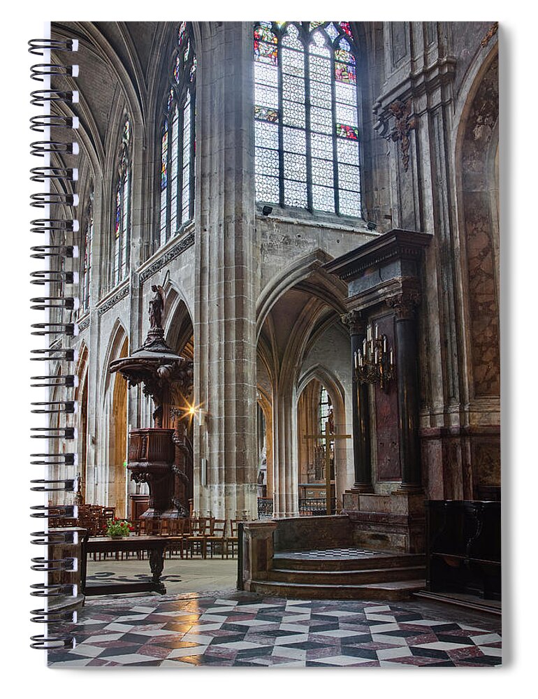 Gothic Style Spiral Notebook featuring the photograph The Church Of Saint Merry In Paris by Julian Elliott Photography