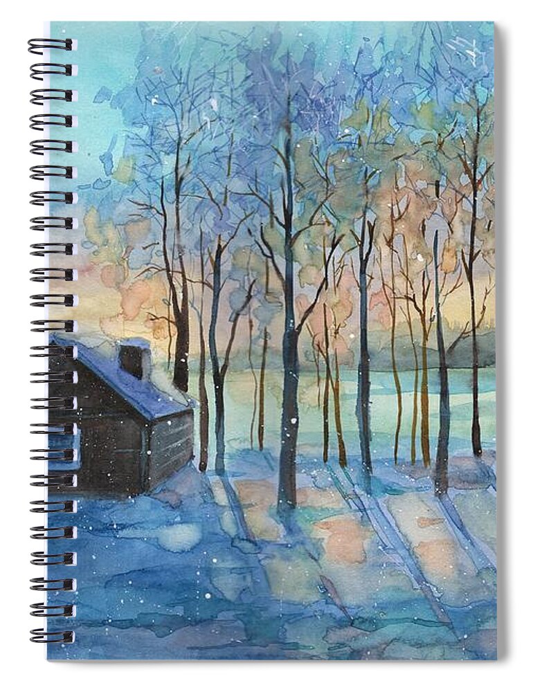 Russian Artists New Wave Spiral Notebook featuring the painting The Color of Winter is White ? by Ina Petrashkevich