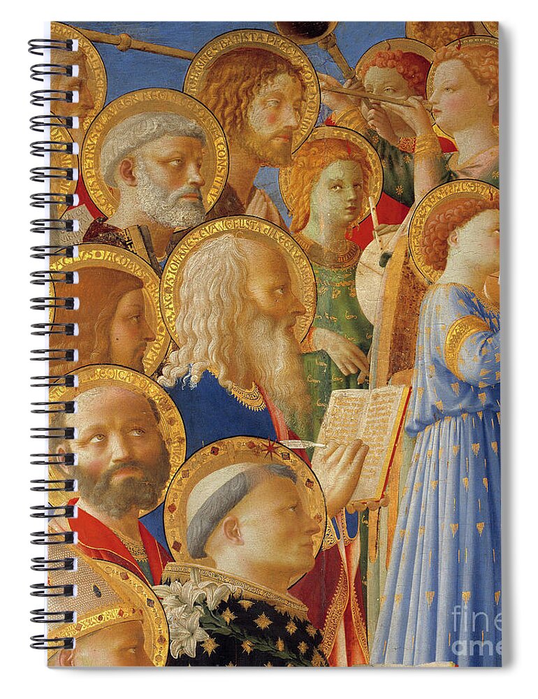 Fra Spiral Notebook featuring the painting The Coronation of the Virgin, detail of Saints and Angels musicians by Fra Angelico