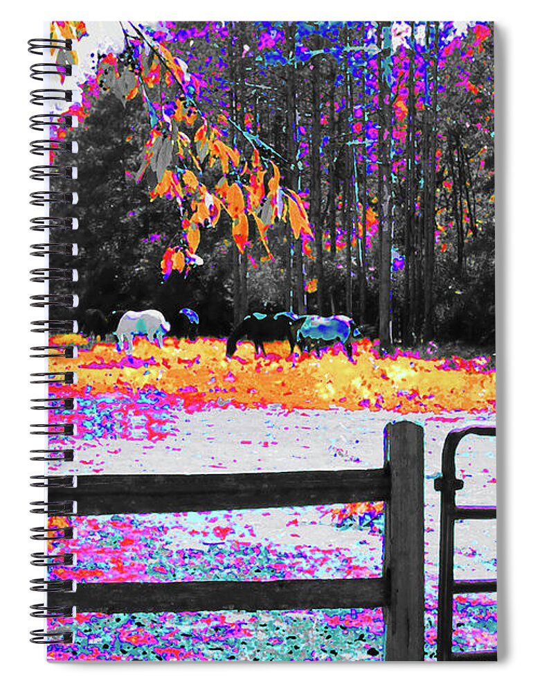 Animals Spiral Notebook featuring the painting The Corral by CHAZ Daugherty