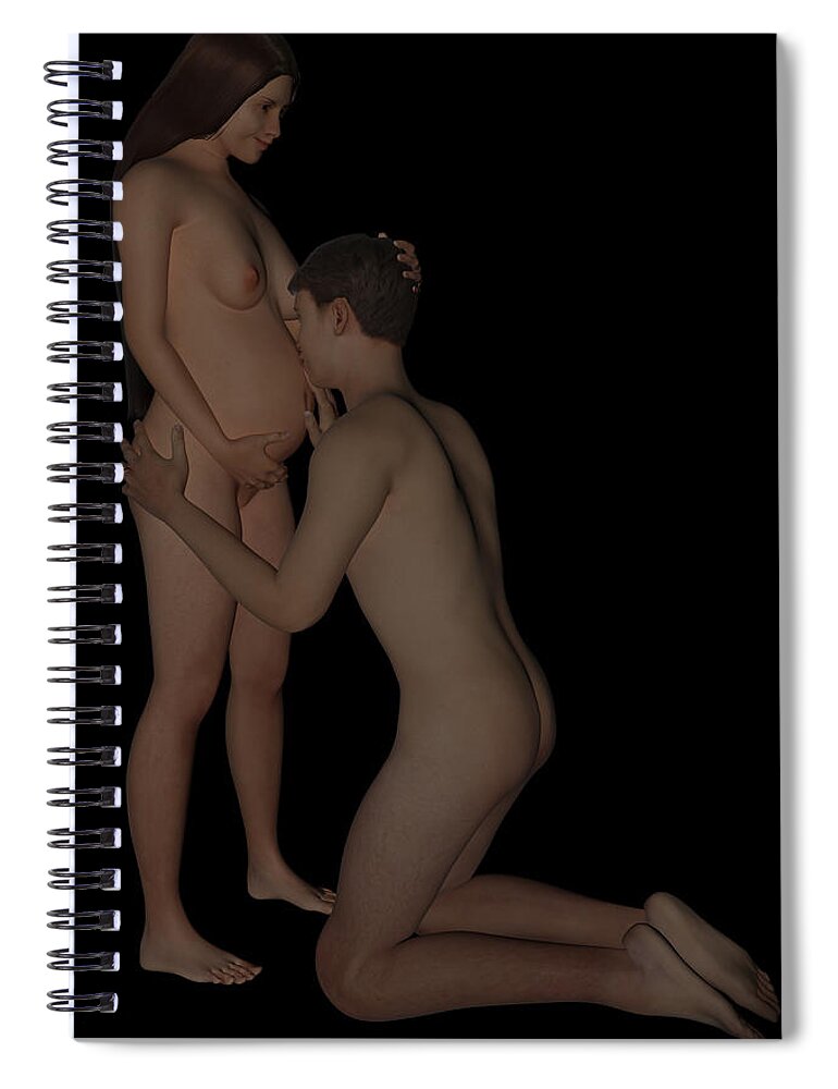 James Smullins Spiral Notebook featuring the digital art The couple-with child part 3 by James Smullins