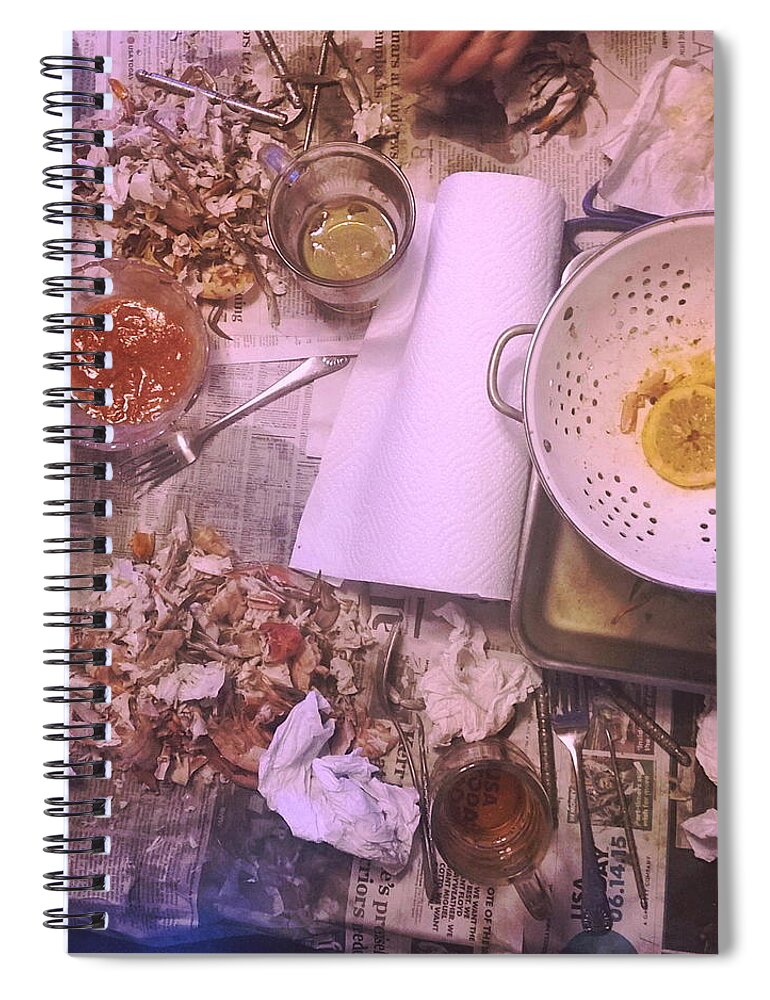 Crabs Spiral Notebook featuring the photograph The Crab Shuckin' by Lisa Burbach