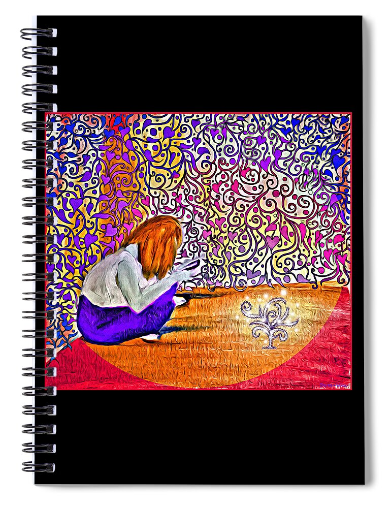Lise Winne Spiral Notebook featuring the mixed media The Different Plant, Abbie Shores FAA Challenge 18 by Lise Winne