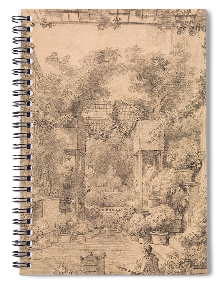 18th Century Art Spiral Notebook featuring the drawing The Draftsman by Jean-Honore Fragonard
