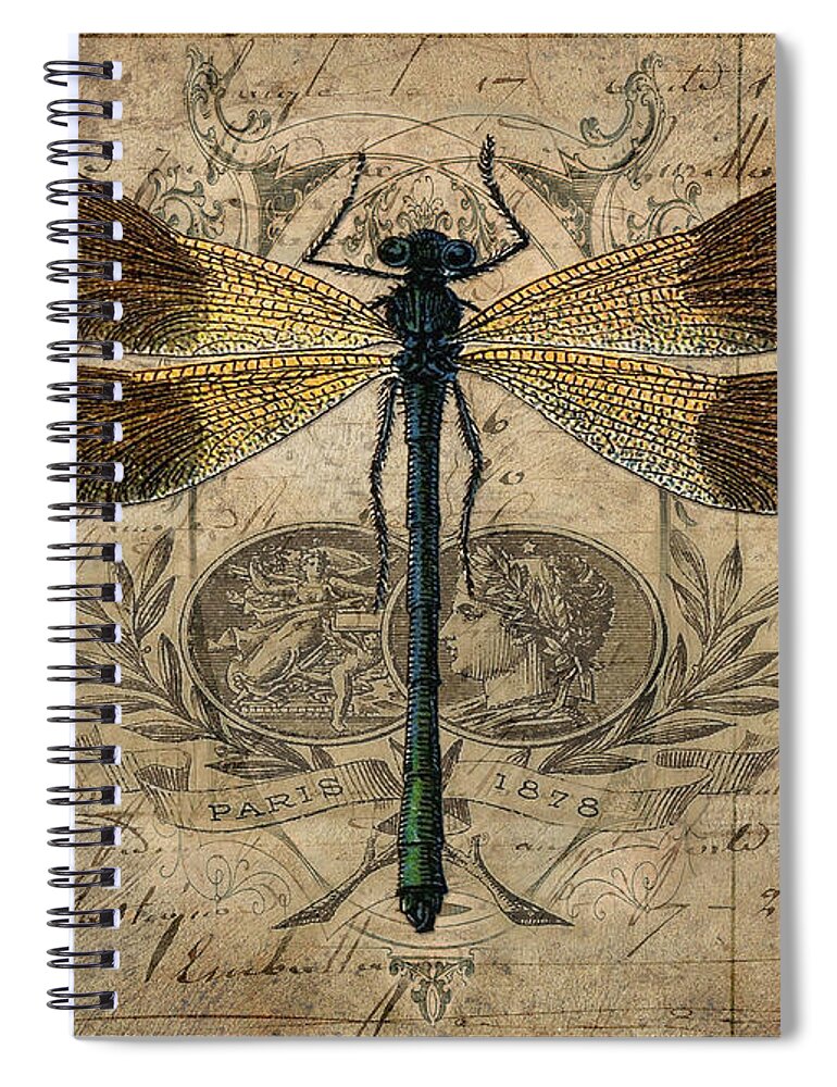  Spiral Notebook featuring the digital art The Dragonfly by Terry Kirkland Cook