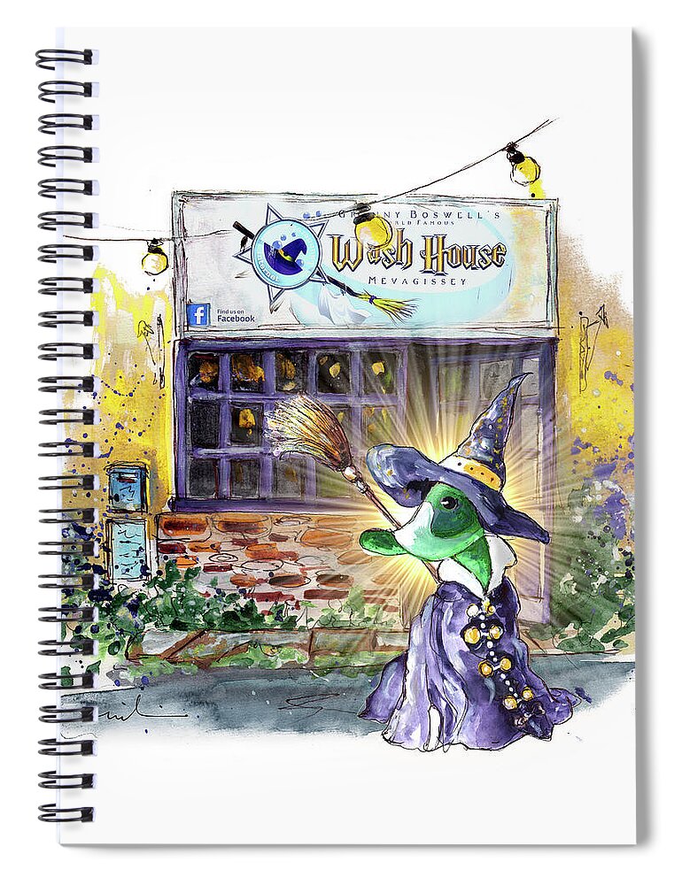 Travel Spiral Notebook featuring the painting The Ducks Of Mevagissey 06 by Miki De Goodaboom