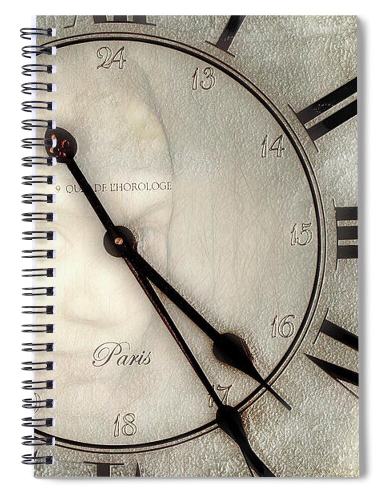 Clock Spiral Notebook featuring the digital art The Face of Time by Pennie McCracken