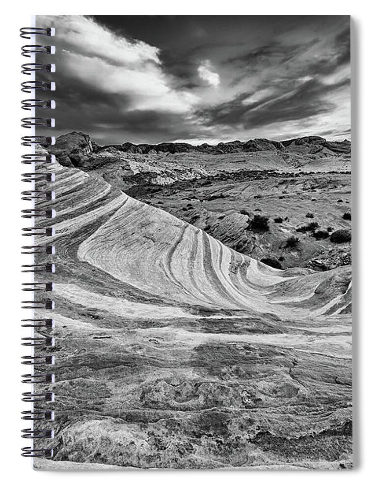 Nevada Spiral Notebook featuring the photograph The Fire Wave in Black and White by Rick Berk