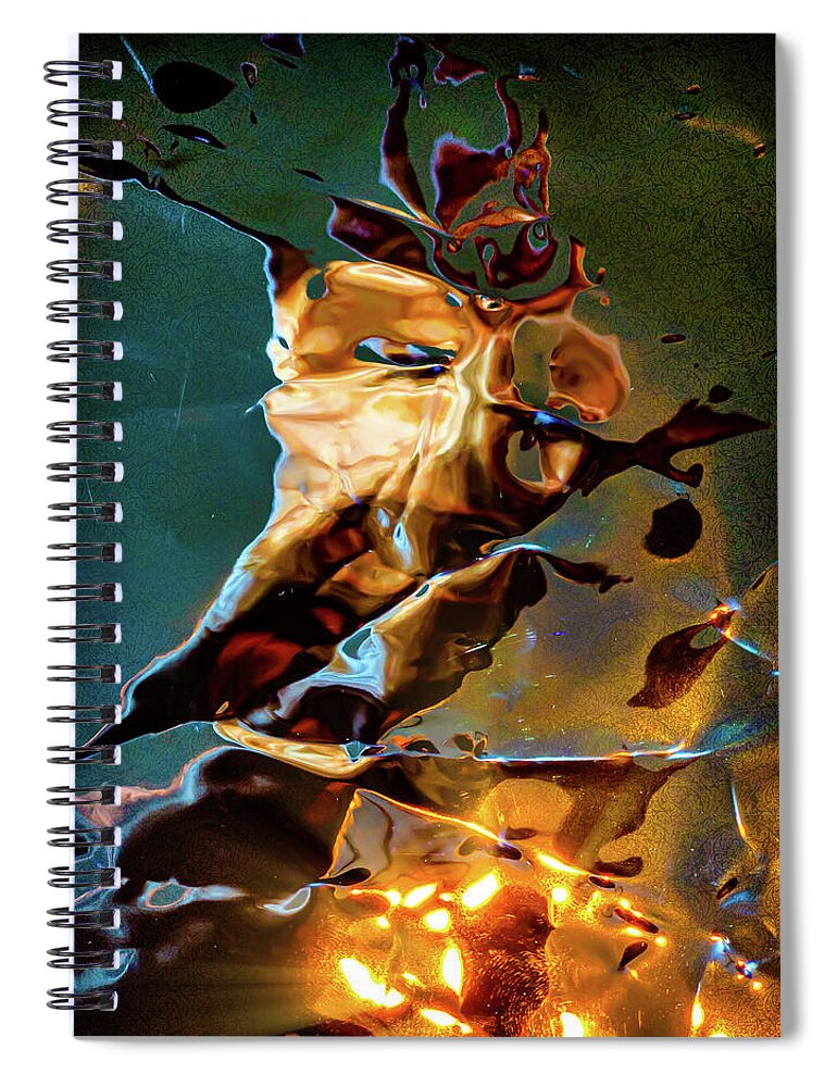 Abstract Spiral Notebook featuring the digital art The Firestarter by Liquid Eye