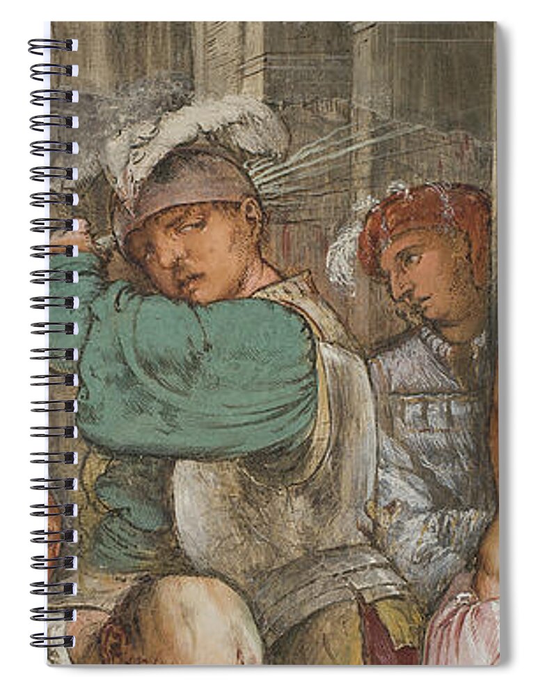 Christian Spiral Notebook featuring the painting The Flagellation Of Christ, Jerome Romanino, 1519, Detail by Girolamo Romanino
