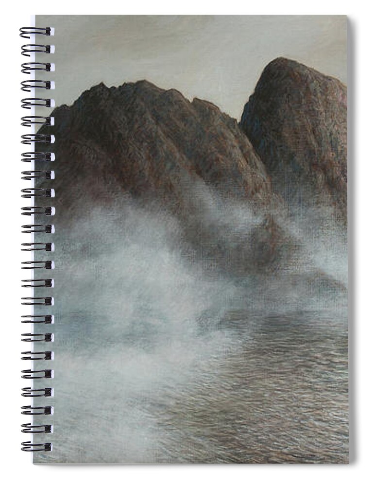 Hans Egil Saele Spiral Notebook featuring the painting The Fog is Lifting in Lofoten by Hans Egil Saele
