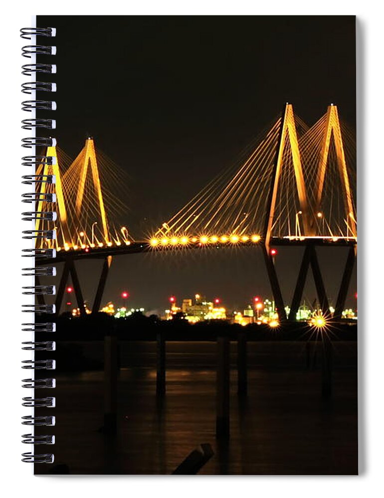 Built Structure Spiral Notebook featuring the photograph The Fred Hartman Bridge by David Hathaway