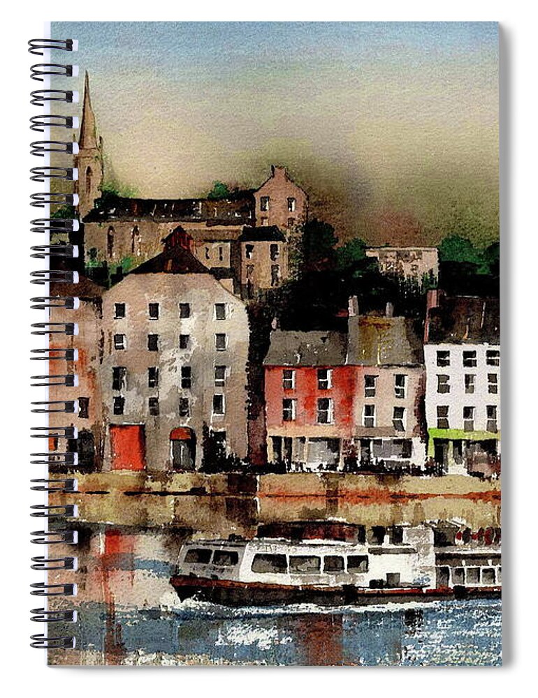 Ireland Spiral Notebook featuring the painting The Galley off New Ross, Wexford by Val Byrne