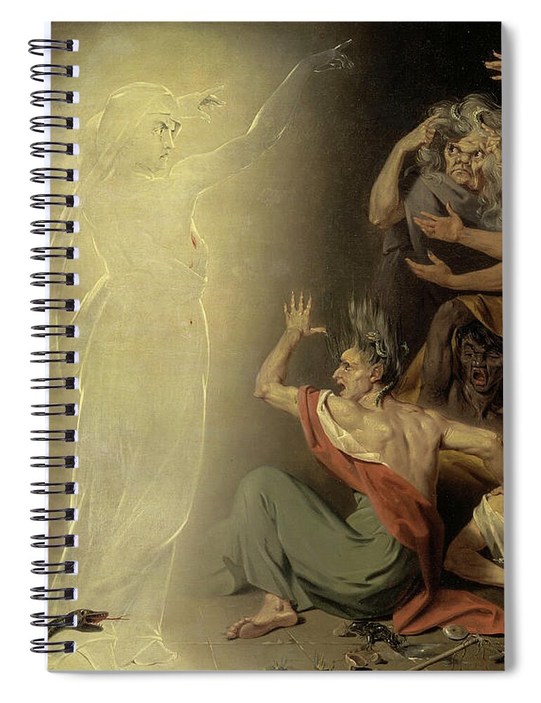 John Downman Spiral Notebook featuring the painting The Ghost of Clytemnestra Awakening the Furies, 1781 by John Downman