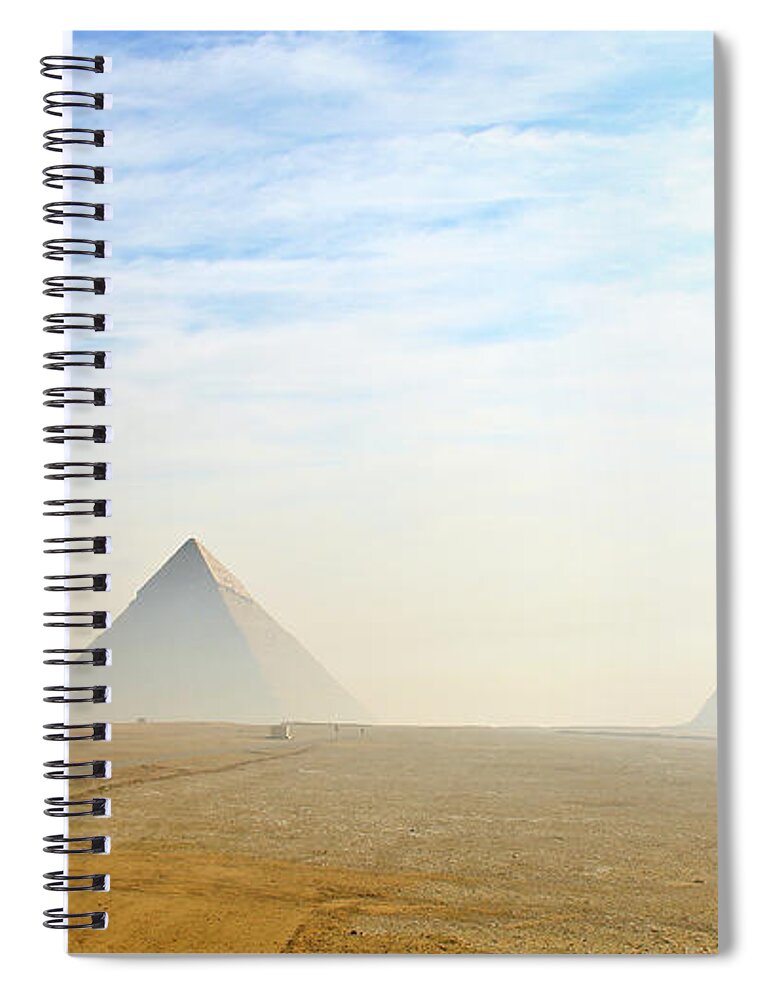 Tranquility Spiral Notebook featuring the photograph The Giza Pyramids Viewed From Distance by Kanwal Sandhu