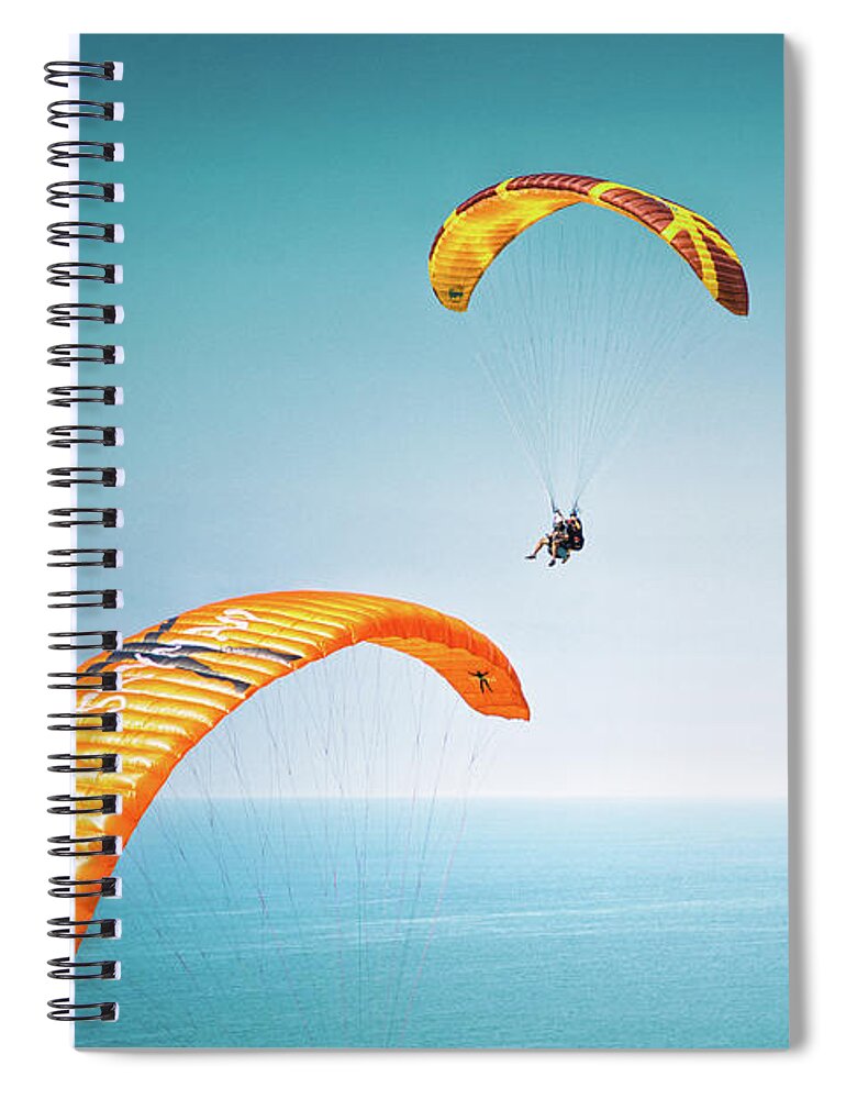 Paragliding Spiral Notebook featuring the photograph The Glide by Becqi Sherman