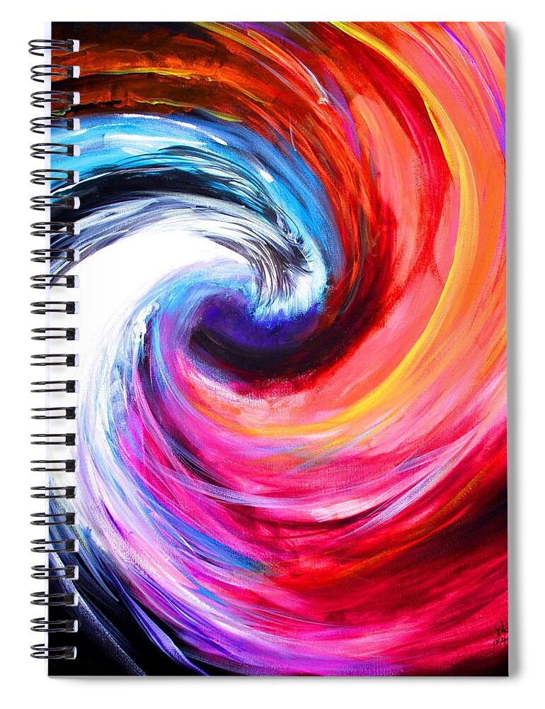 Abstract Spiral Notebook featuring the painting The Goodbye Wave by J Vincent Scarpace