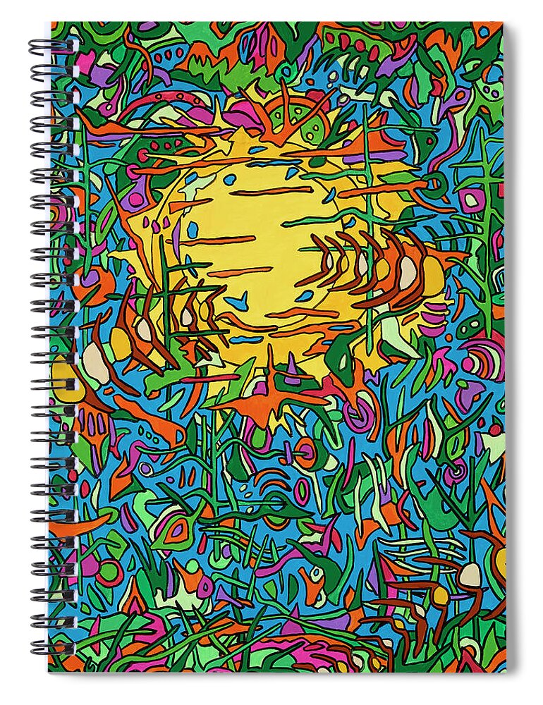 Pink Floyd Psychedelic Pop Art The Sun Spiral Notebook featuring the painting The Great Gig in the Sky by Mike Stanko