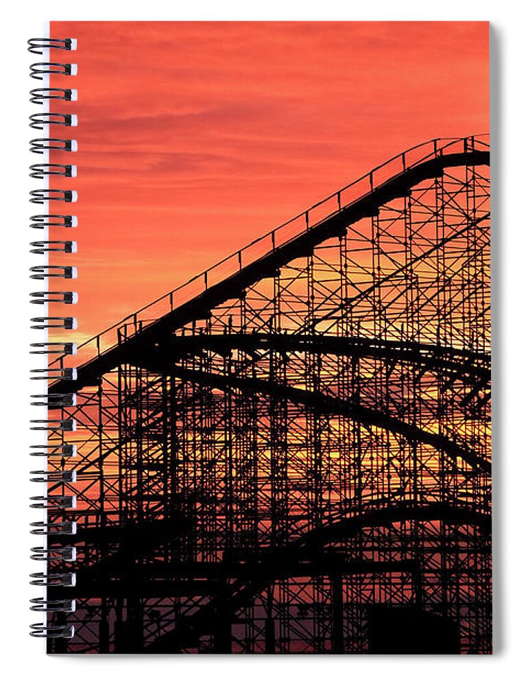 The Great White Spiral Notebook featuring the photograph The Great White roller coaster Morey's Piers Wildwood New Jersey USA 3 by John Van Decker