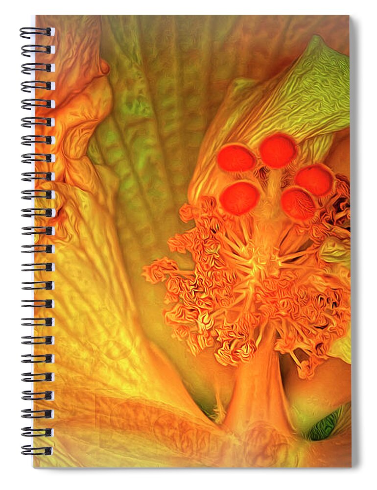 Macro Photography Spiral Notebook featuring the photograph The Hibiscus by Barry Weiss