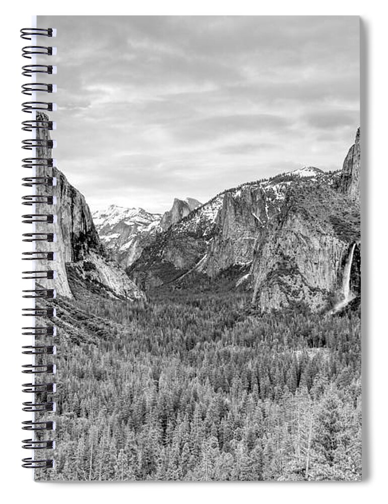 National Spiral Notebook featuring the photograph The Iconic Tunnel View Black and White by Dan Twomey