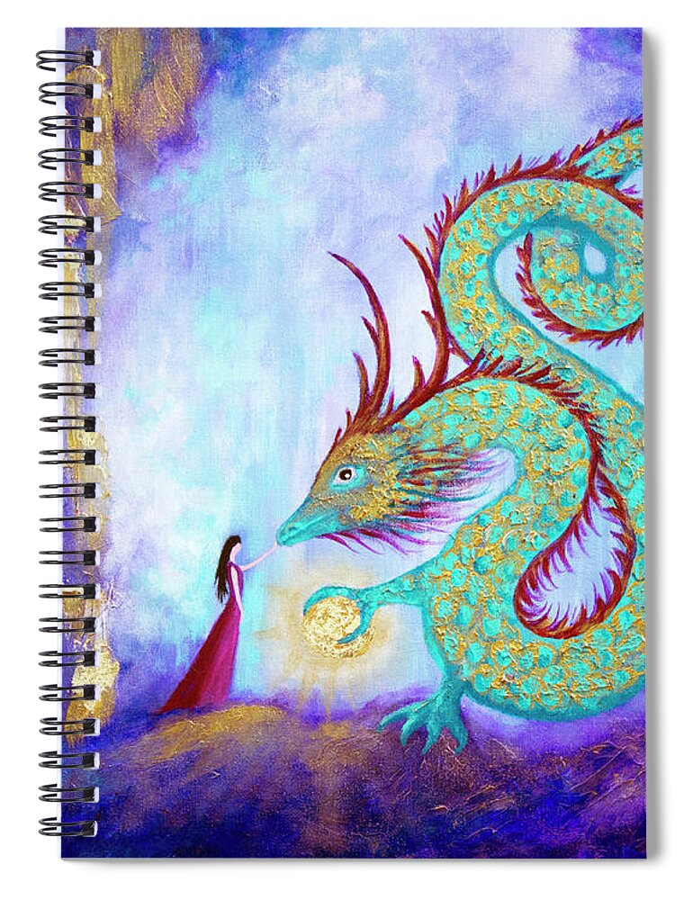 Acrylic Spiral Notebook featuring the painting The Introduction by Linh Nguyen-Ng