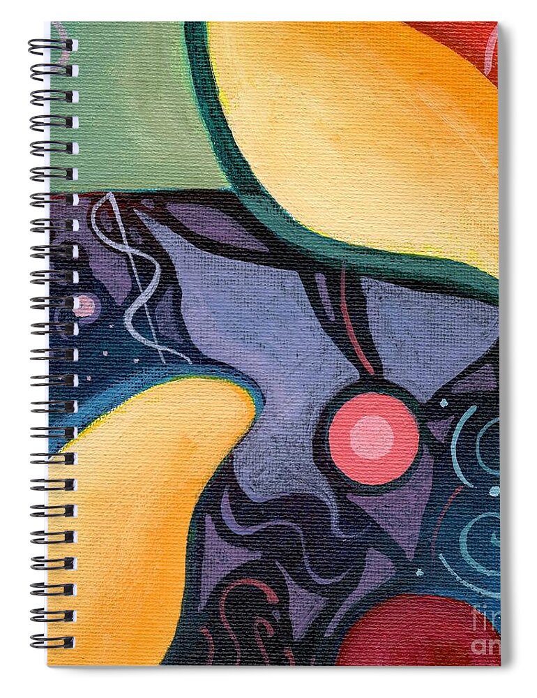 The Joy Of Design Lii By Helena Tiainen Spiral Notebook featuring the painting The Joy of Design L I I by Helena Tiainen
