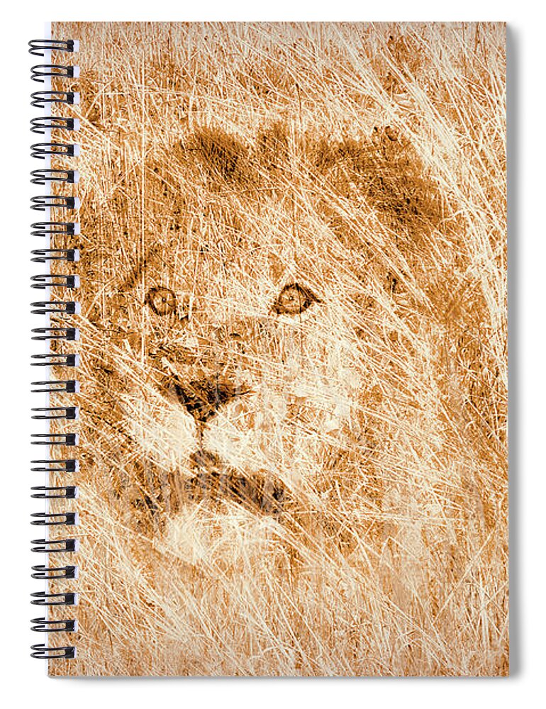 Lion Spiral Notebook featuring the digital art The King by Mark Allen