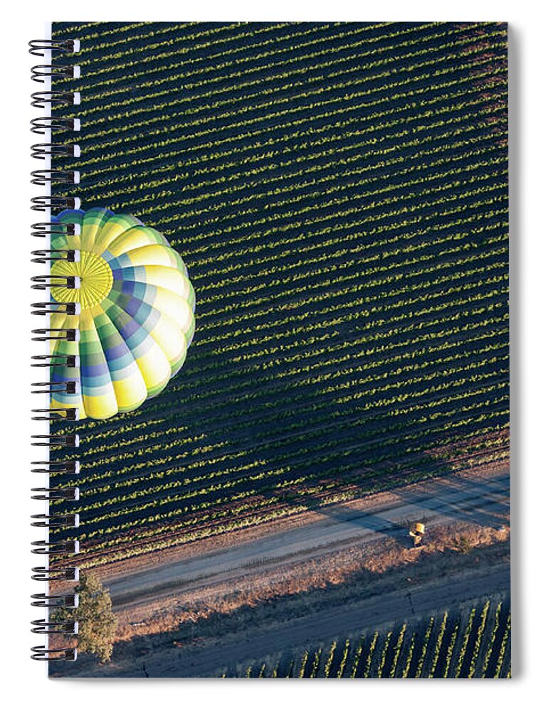 Hot Air Balloon Spiral Notebook featuring the photograph The Landing by Ana V Ramirez