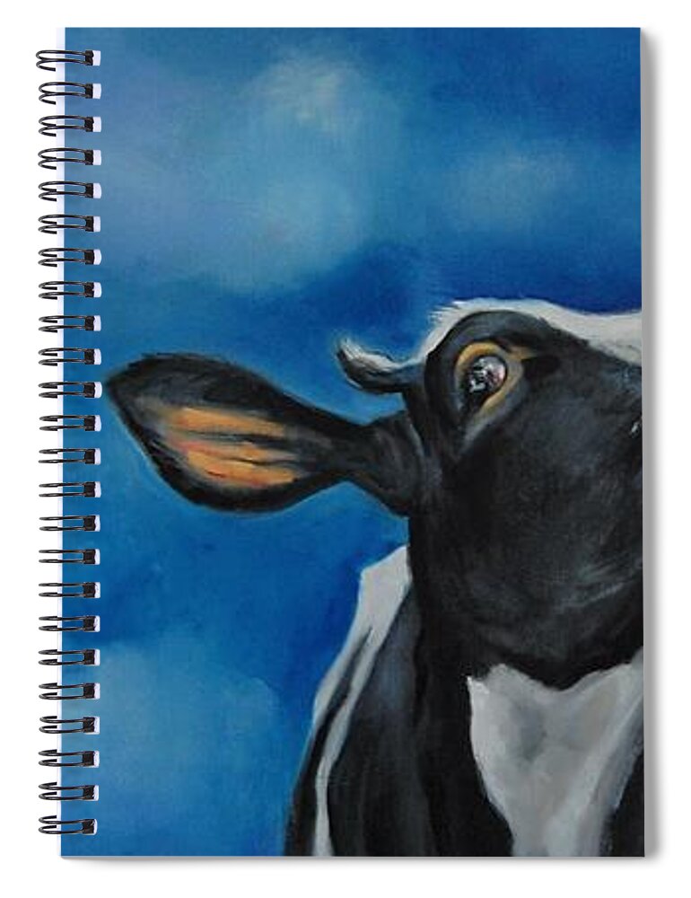 Bovine Spiral Notebook featuring the painting The Last Great Escape by Jean Cormier