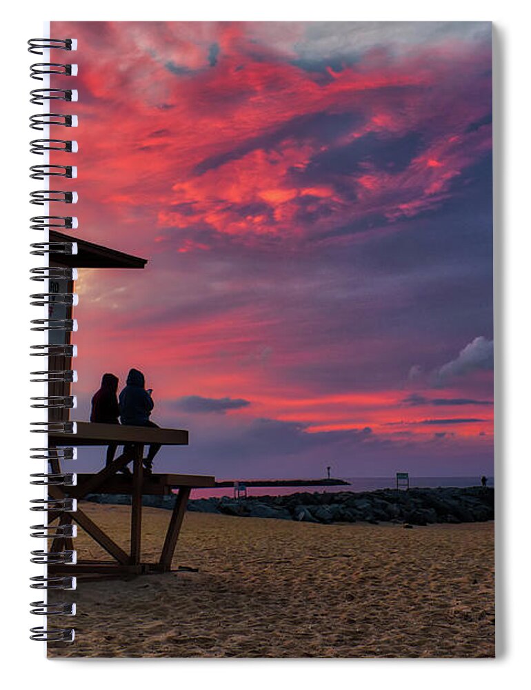 Last Spiral Notebook featuring the photograph The Last Sunrise of 2018 At The Wedge by Eddie Yerkish
