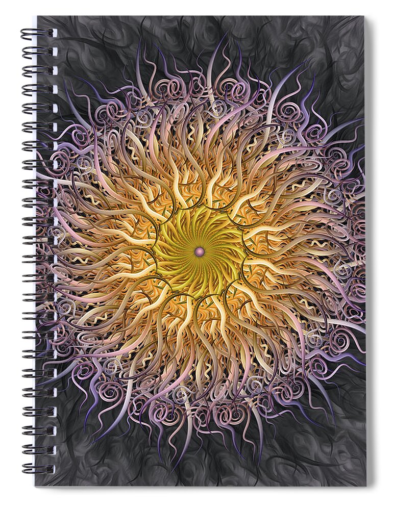Pinwheel Mandala Spiral Notebook featuring the digital art The Lights Of Spiral Serenity by Becky Titus