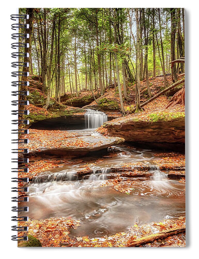 Waterfall Spiral Notebook featuring the photograph The Magical Dells at Houghton Falls by Susan Rissi Tregoning