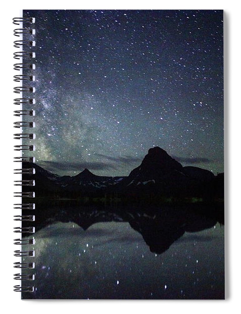 Scenics Spiral Notebook featuring the photograph The Milky Way Reflecting At Glacier Np by Jonkman Photography
