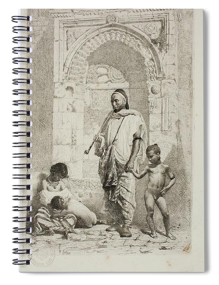 Maria Fortuny Spiral Notebook featuring the painting 'The Moroccan Family', 1916, Spanish School, Paper, 234 mm x 142 mm, G01... by Mariano Fortuny y Marsal -1838-1874-