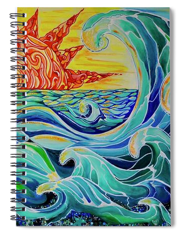 Waves Spiral Notebook featuring the painting The Mother Wave by Patricia Arroyo