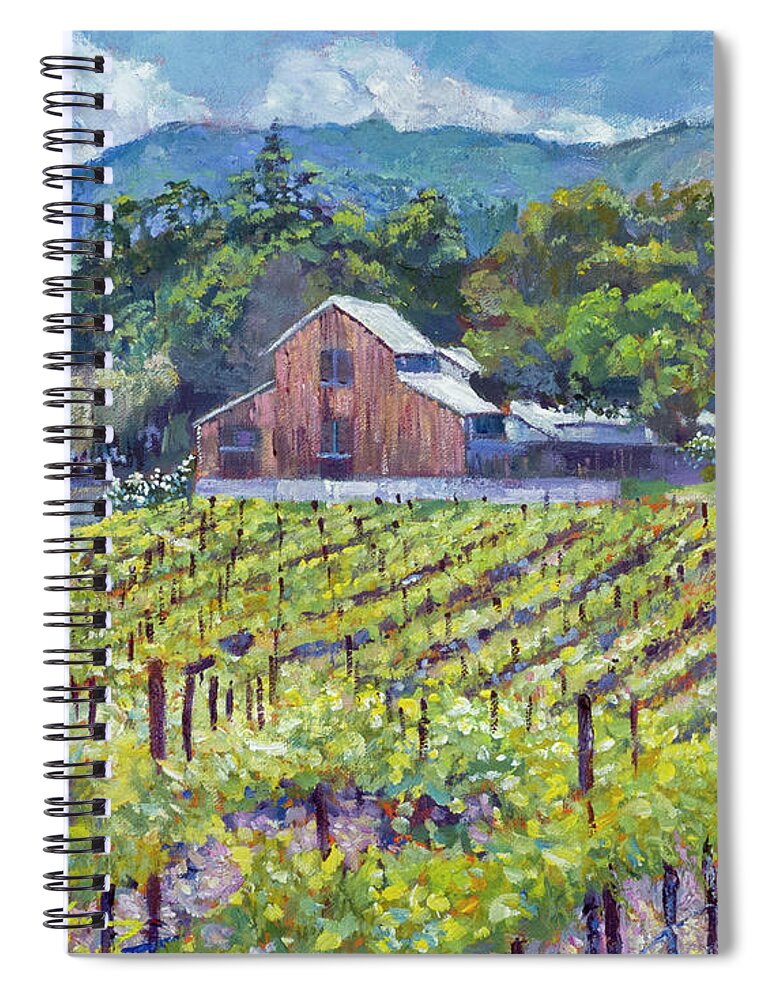 Napa Valley Spiral Notebook featuring the painting The Napa Winery Barn by David Lloyd Glover