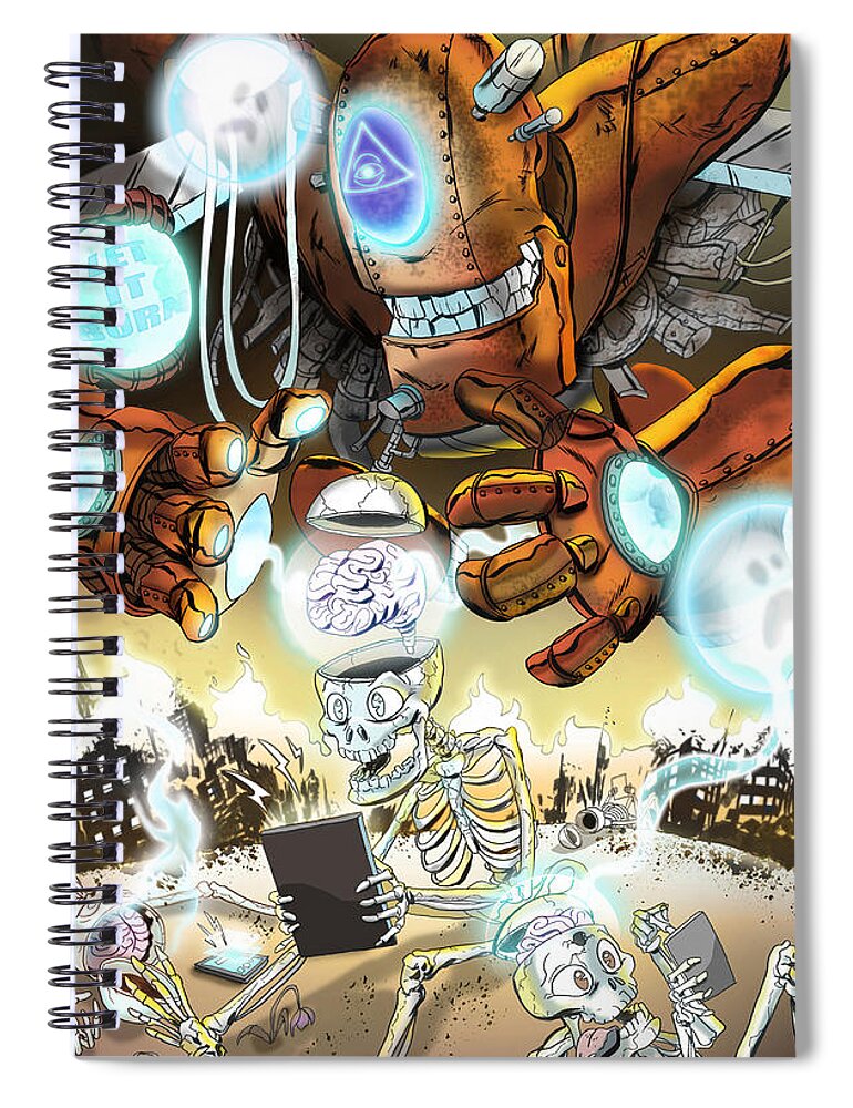 Illustration Spiral Notebook featuring the digital art the New Society by Kynn Peterkin