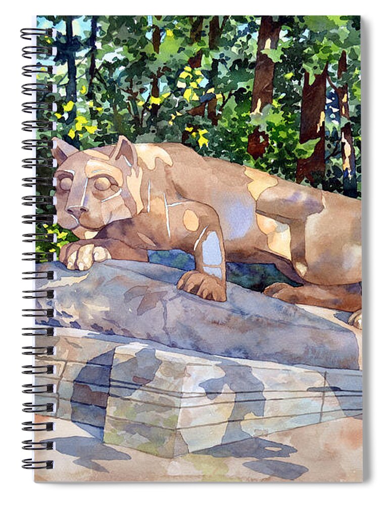 #pennstate #nittanylion #statecollege #watercolor #landscape #fineart #commissionedart Spiral Notebook featuring the painting The Nittany Lion by Mick Williams