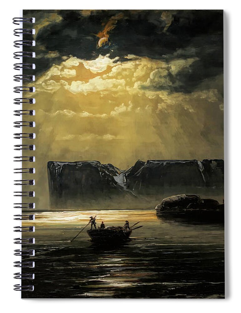 Peder Balke Spiral Notebook featuring the painting The North Cape by Moonlight                          by Peder Balke