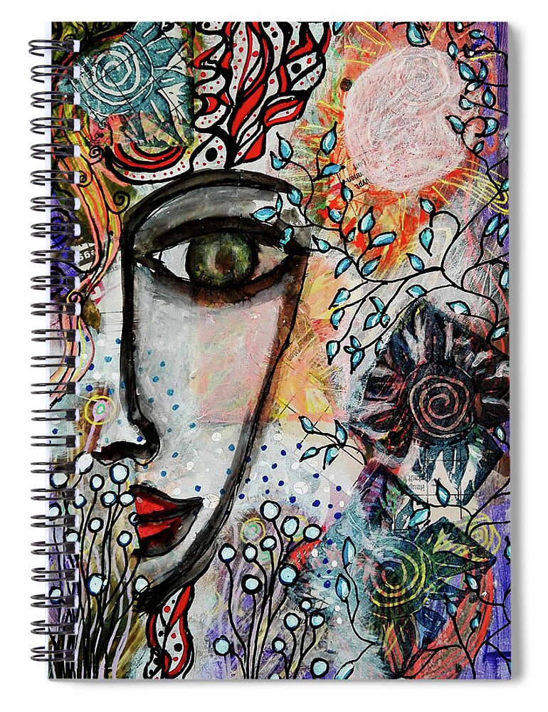 Symbolism Spiral Notebook featuring the mixed media The Observer by Mimulux Patricia No