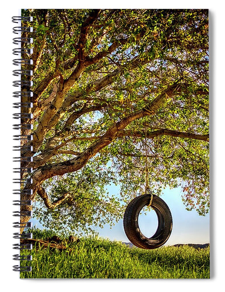 Oak Tree Spiral Notebook featuring the photograph The Old Tire Swing by Endre Balogh