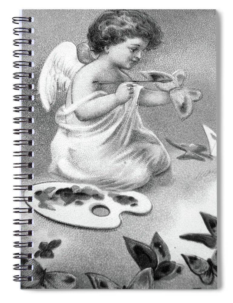 Angel Spiral Notebook featuring the photograph The Painter in Black and White by Munir Alawi