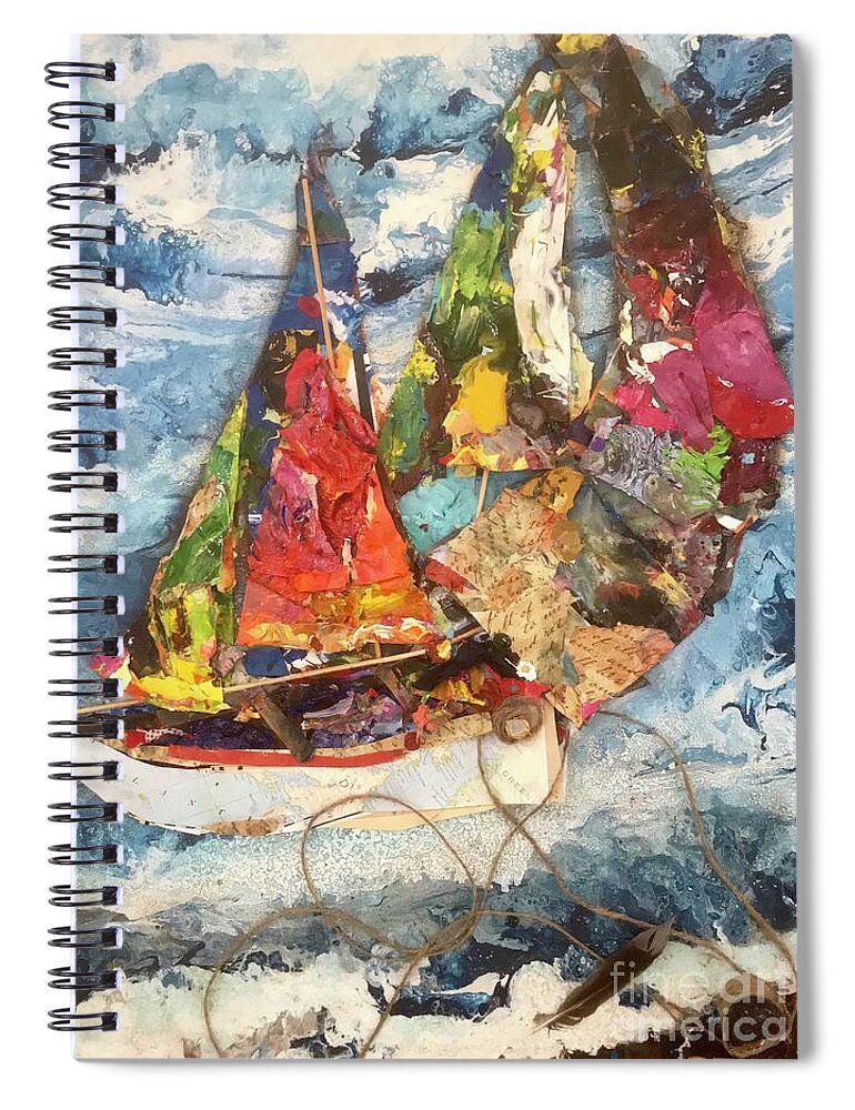 Boating Spiral Notebook featuring the painting The Perfect Storm by Sherry Harradence