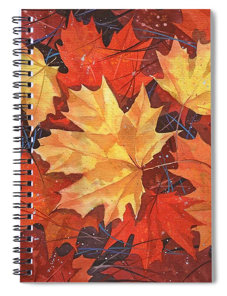 Russian Artists New Wave Spiral Notebook featuring the painting The Poem of Autumn Leaves by Ina Petrashkevich